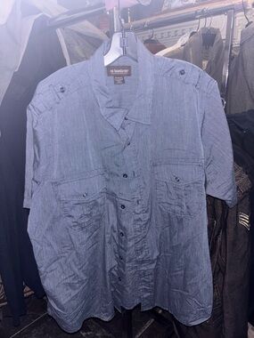 No Boundaries Men’s Short-Sleeve Shirt Jacket in Light Blue